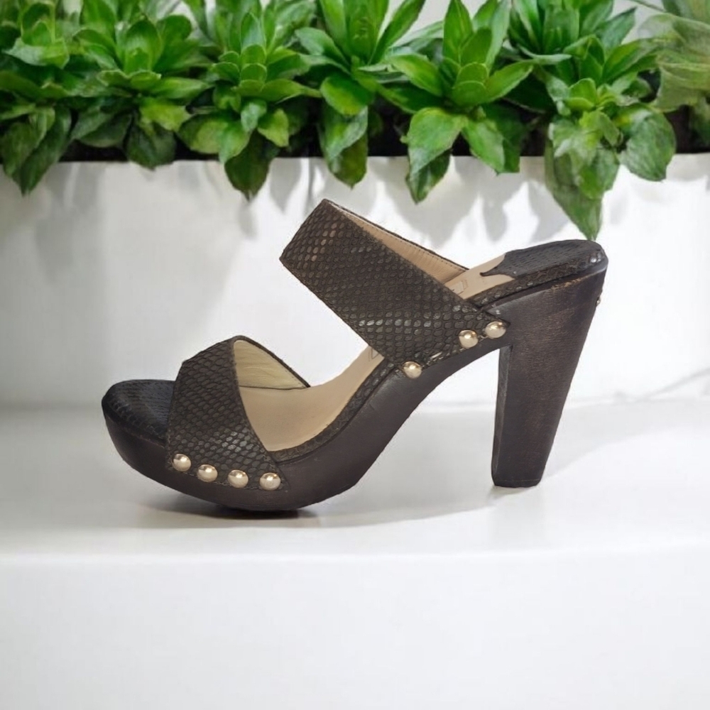 Jimmy Choo 39 Women's 8 US Mule Ulrika Platform Brown Leather Snakeskin Texture - Picture 4 of 12